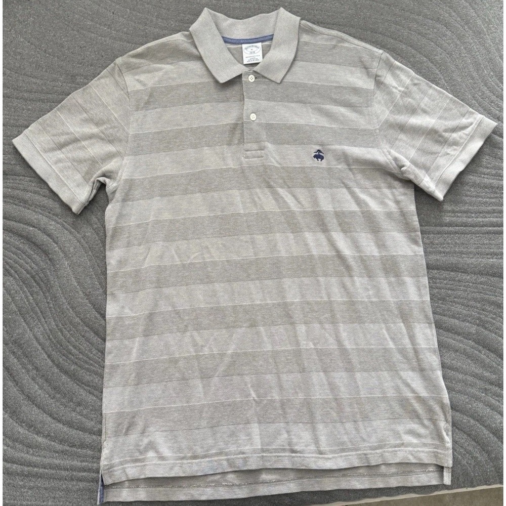 Brooks Brothers Performance Polo Shirt Slim Fit Logo Y2K Size XL Striped Preppy